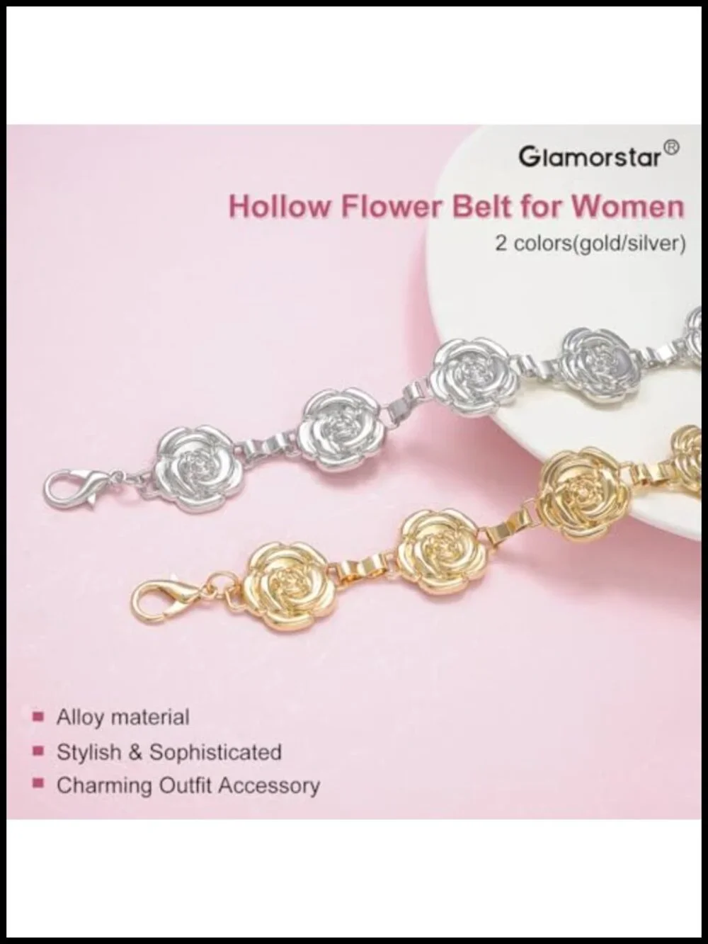 Alloy Floral Waist Chain Belt for Dresses - Adjustable